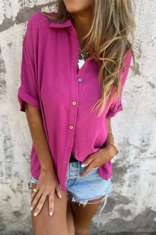 Émilie | Chemise ample à manches courtes et col classique pour femme