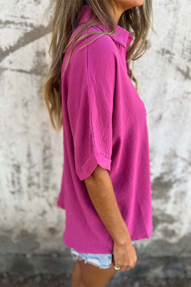 Émilie | Chemise ample à manches courtes et col classique pour femme