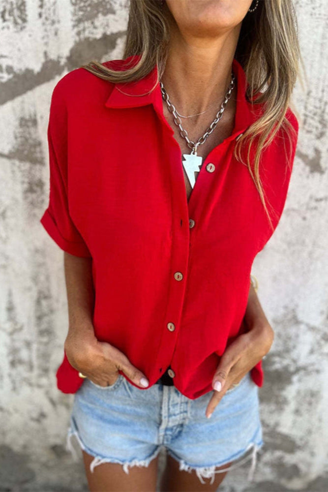 Émilie | Chemise ample à manches courtes et col classique pour femme