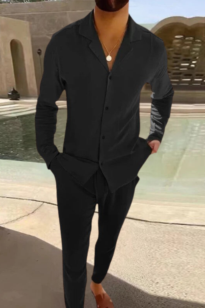 Marc | Ensemble Chemise et Pantalon en Lin Décontracté pour Homme