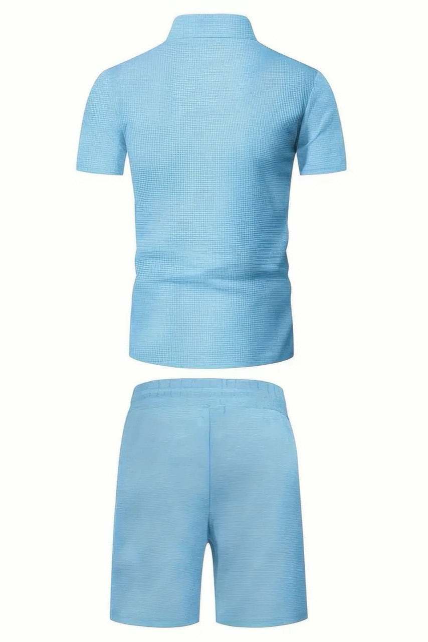 Luca | Ensemble d'été rayé pour homme avec fermeture éclair