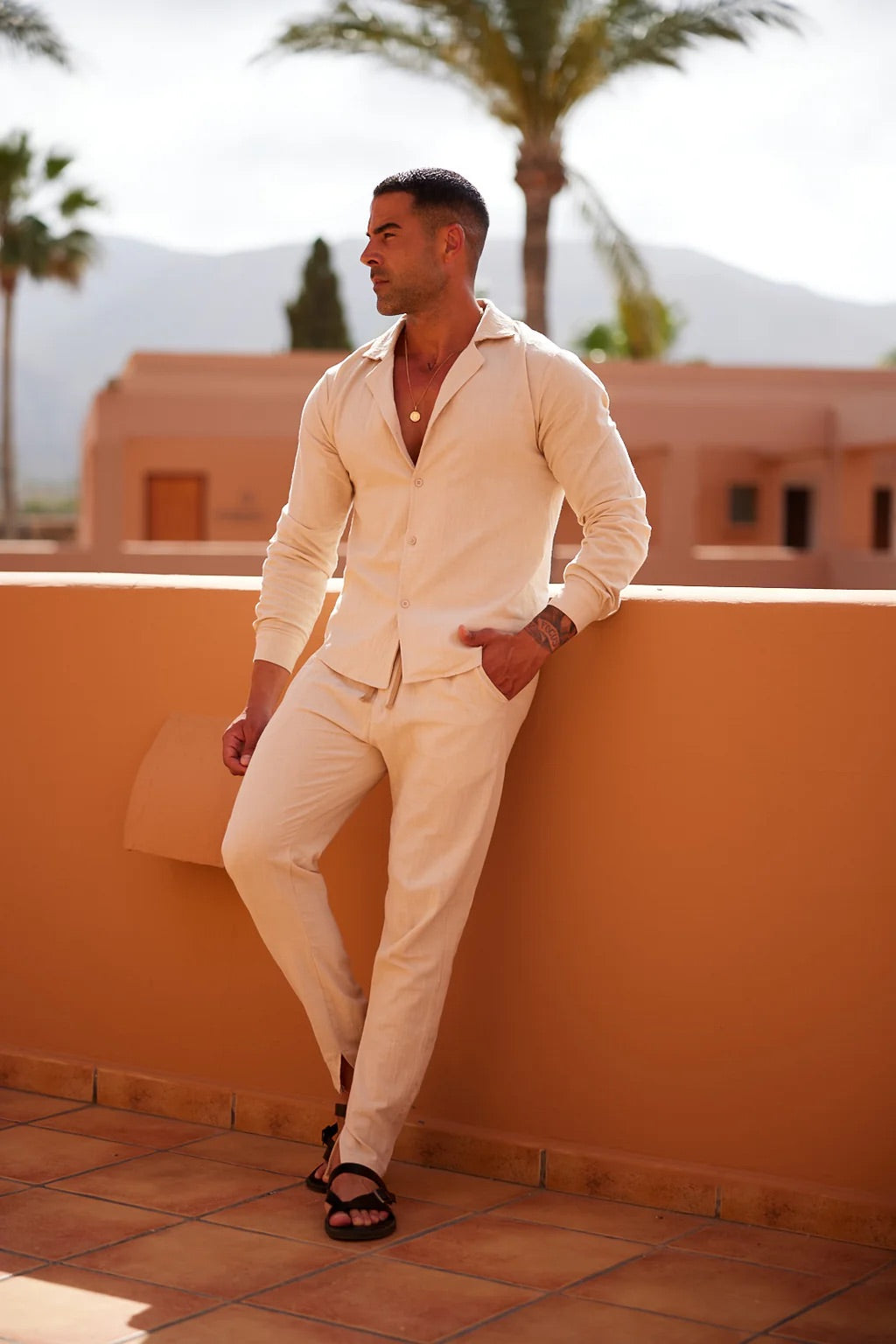Marc | Ensemble Chemise et Pantalon en Lin Décontracté pour Homme