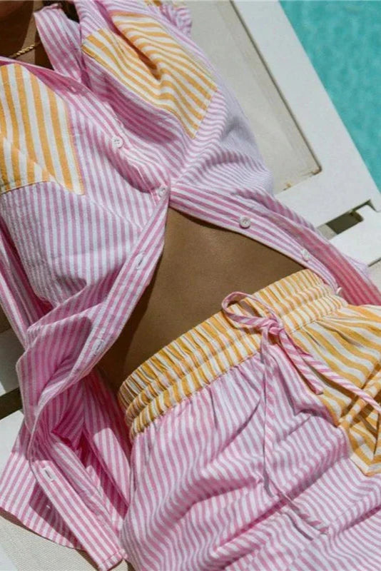 Chloé | Ensemble chemise ample et short à rayures pour femme