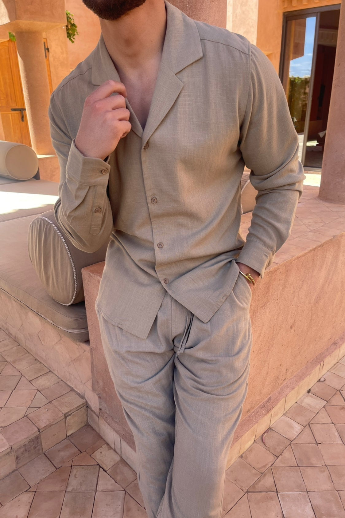 Marc | Ensemble Chemise et Pantalon en Lin Décontracté pour Homme