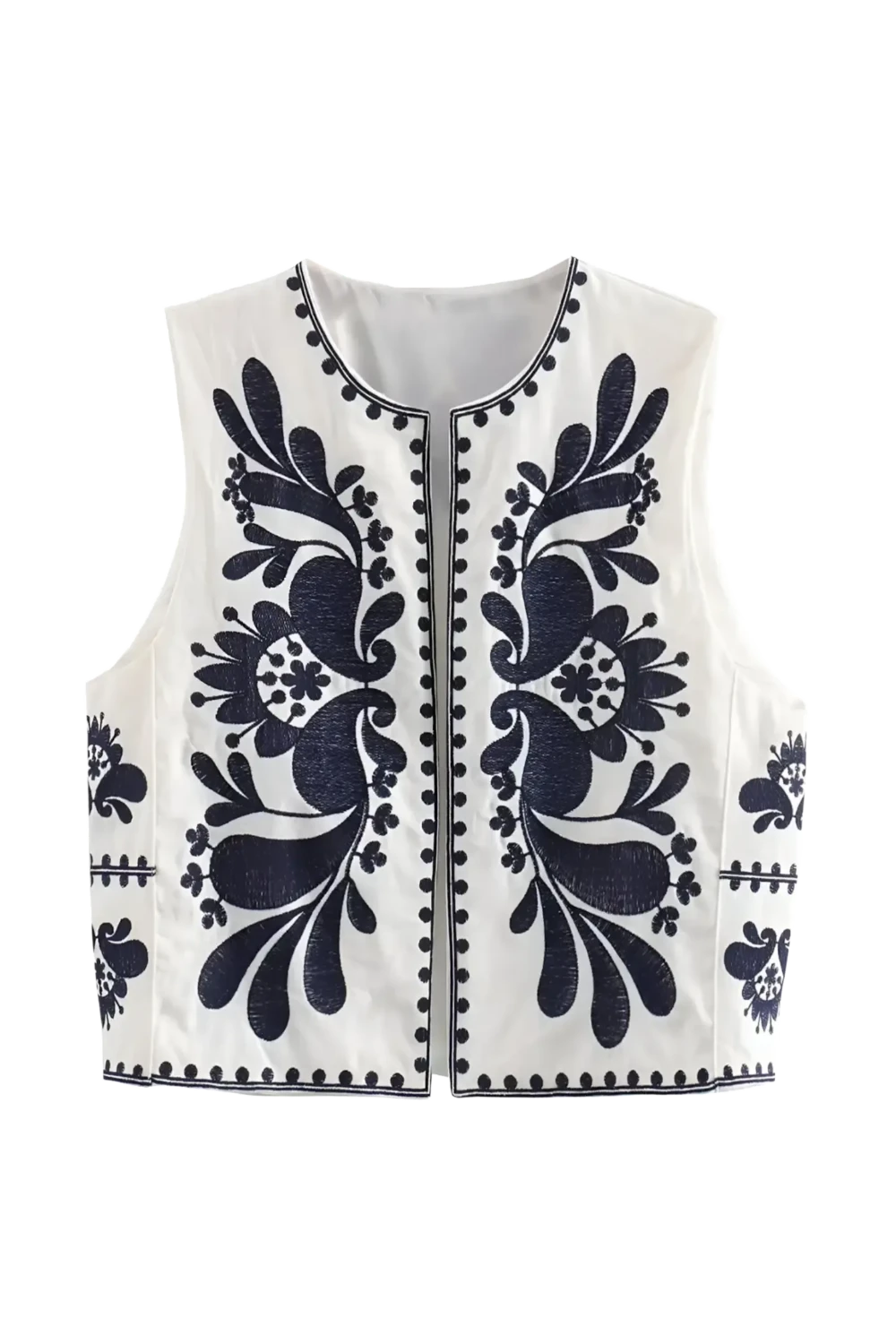 Elisa | Gilet sans manches brodé à motif folklorique pour femme