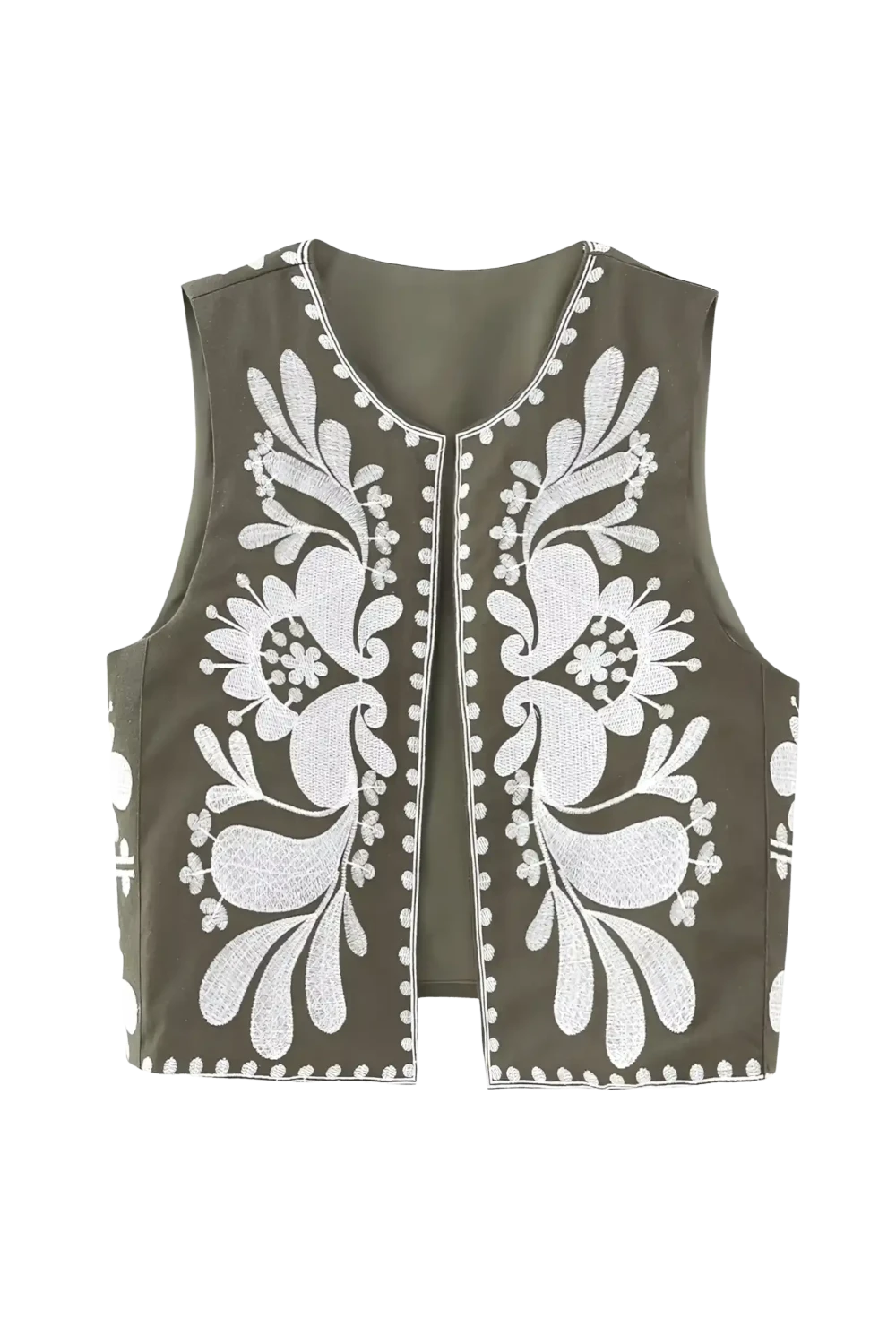 Elisa | Gilet sans manches brodé à motif folklorique pour femme