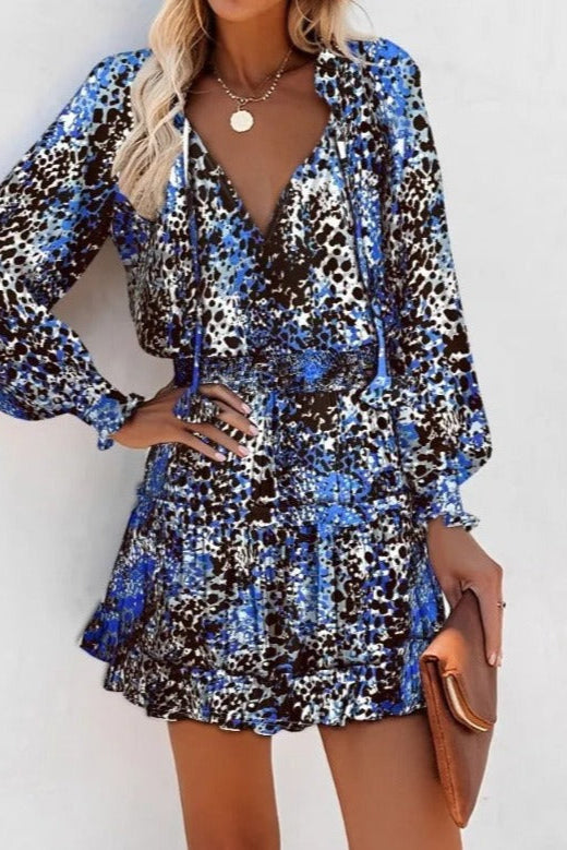 Alba | Ensemble blouse cache-cœur et jupe à volants imprimé marbré pour femme