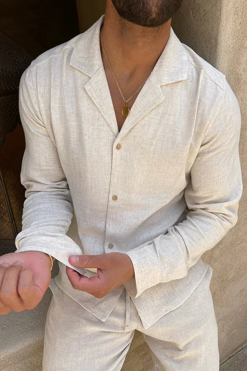 Marc | Ensemble Chemise et Pantalon en Lin Décontracté pour Homme