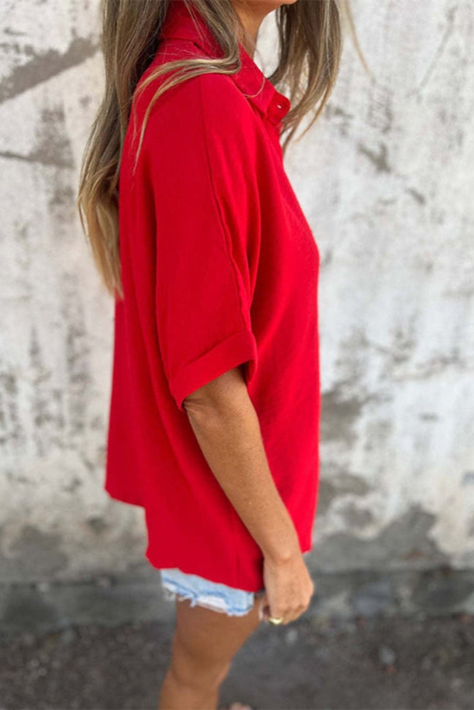Émilie | Chemise ample à manches courtes et col classique pour femme