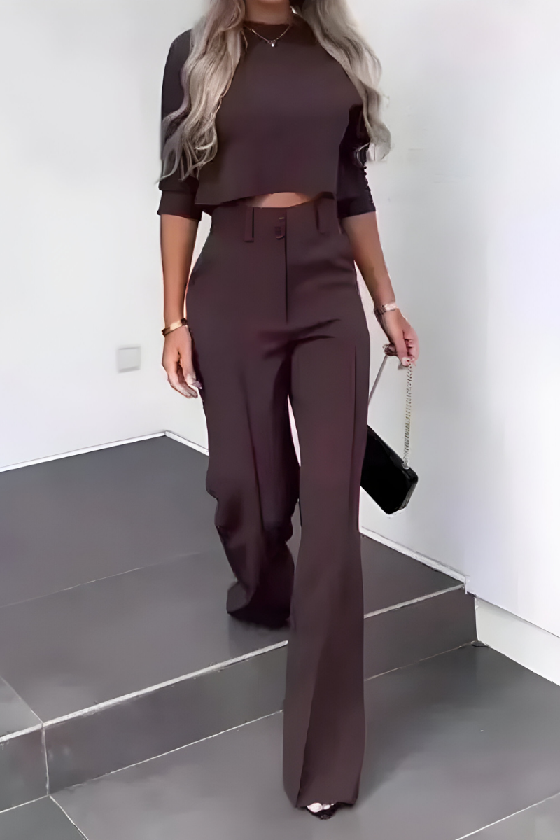 Inès | Ensemble pantalon évasé et top structuré pour femme
