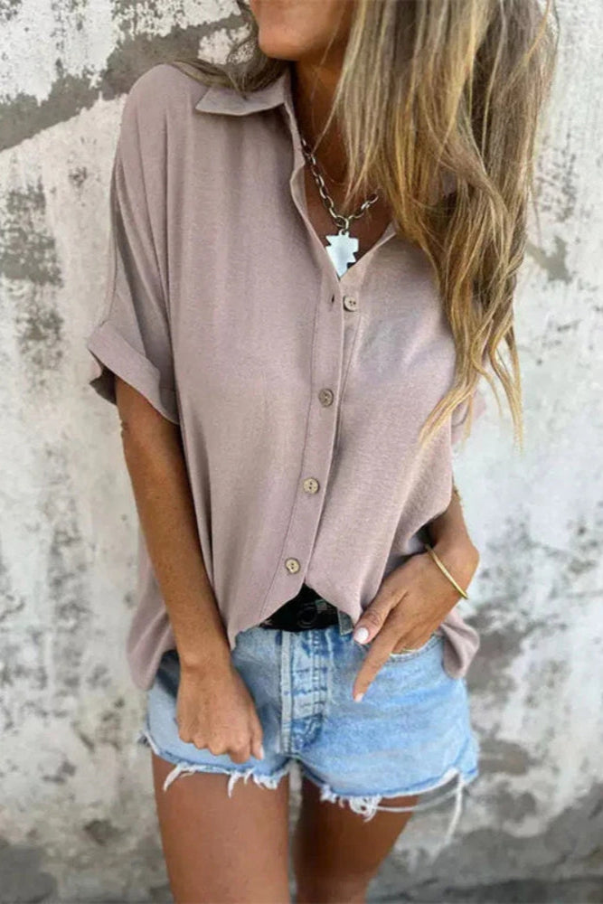 Émilie | Chemise ample à manches courtes et col classique pour femme
