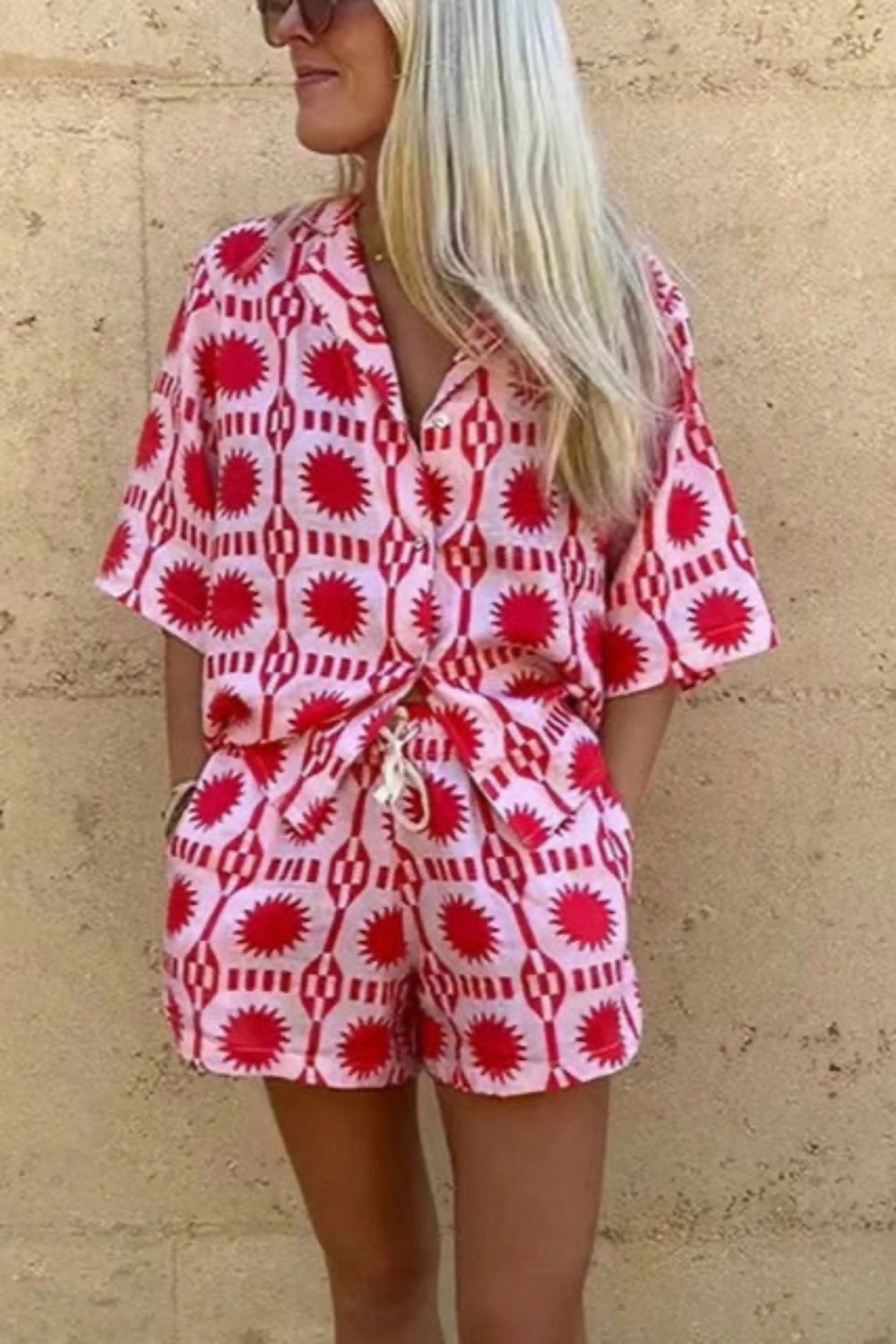 Zoé | Ensemble chemise imprimée et short assorti pour femme