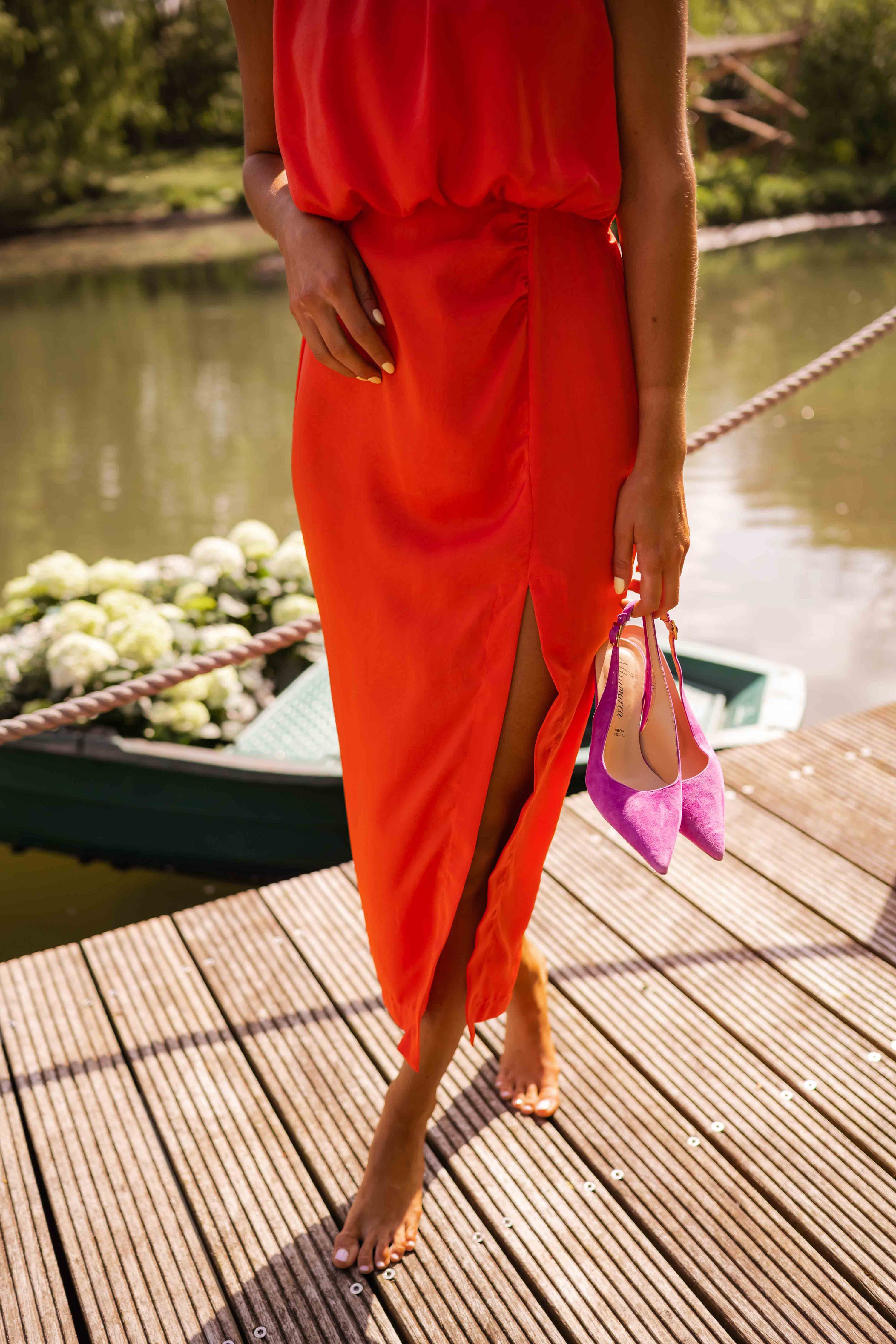 Élise | Robe d’été fluide à fente élégante