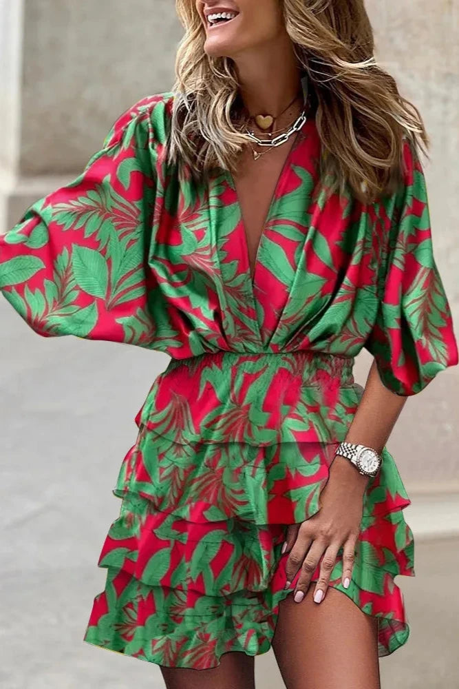 Mila | Robe courte à volants et imprimé fleuri pour femme