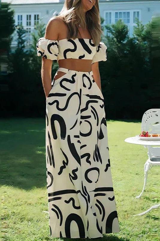 Naïa | Ensemble pantalon large et top à manches bouffantes pour femme