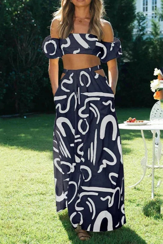 Naïa | Ensemble pantalon large et top à manches bouffantes pour femme